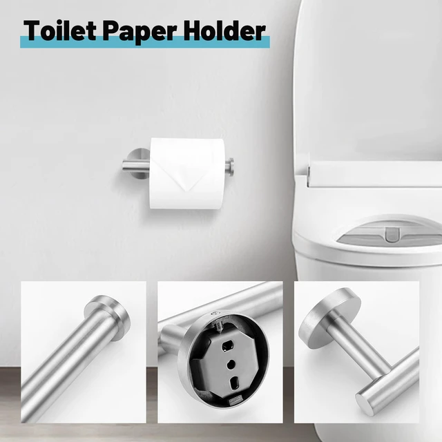 Alt view image 4 of 7 - 10 Pieces Brushed Nickel Bathroom Hardware Accessories Set SUS304 Stainless Steel Towel Bar Holder Set, 23.6Inch Towel Racks for Bathroom, Robe Towel Hooks, Toilet Paper Holder Wall Mounted