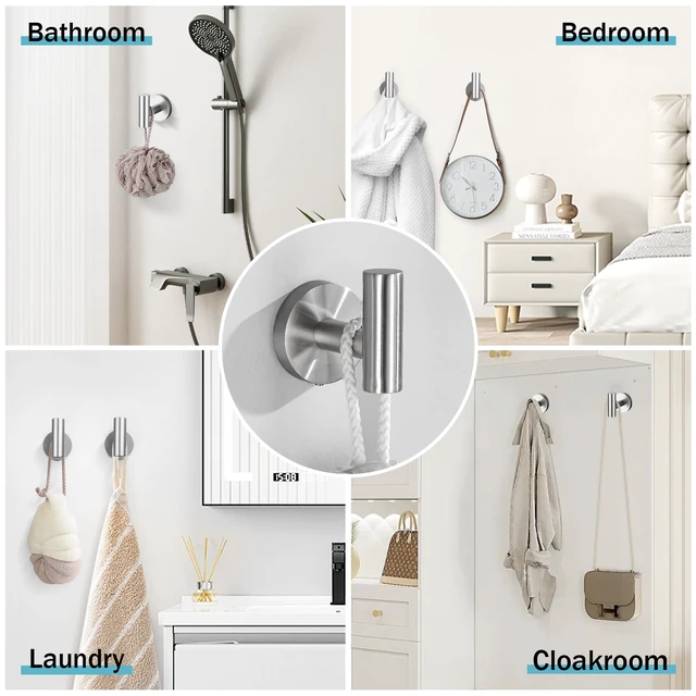 Alt view image 5 of 7 - Brushed Nickel Bathroom Hardware Set, 6 Pieces Towel Bar Bathroom Accessories Set Toilet Paper Holder Towel Holder Towel Ring and Towel Hooks Wall Mounted, SUS304 Stainless Steel Towel Rack Set