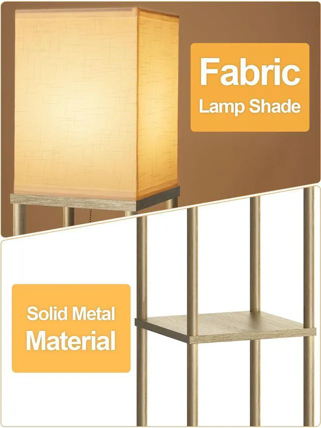 Alt view image 2 of 7 - Floor Lamp with Shelves for Living Room Natural Wood 2 Pack, Shelf Floor Lamp with 3 CCT LED Bulb, Corner Display Standing Column Lamp Etagere Organizer Tower Nightstand for Bedroom Office