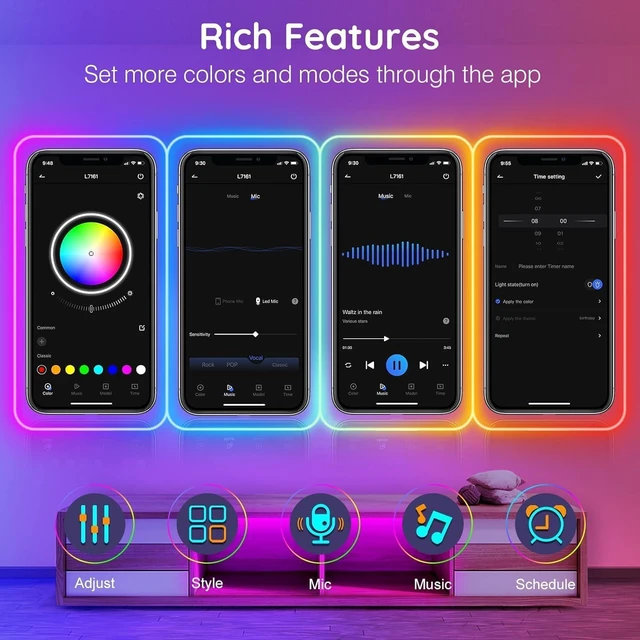 Alt view image 7 of 7 - Led Neon Rope Lights Control with App/Remote,Flexible Led Rope Lights,Multiple Modes,IP68 Outdoor RGB Neon Lights Waterproof,Music Sync Gaming Led Strip Lights for Bedroom Indoor (150FT)