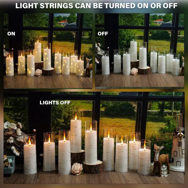 Alt view image 3 of 6 - Flickering Flameless LED Candles,Battery Operated Candles 24 Pcs with Embedded Star String,Acrylic LED Pillar Candles with Remote,Suitable for Home Decoration to Create an Atmosphere (White)