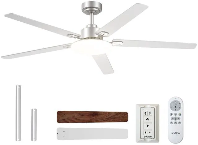 Main image of 60 Inch Ceiling Fans with Lights and Remote Control, Wall Switch Reversible DC motor, 6-speed, Timer, 3CCT Dimmable, Quiet, Silver Ceiling Fan for Bedroom, Living Room, Indoor/Outdoor Use