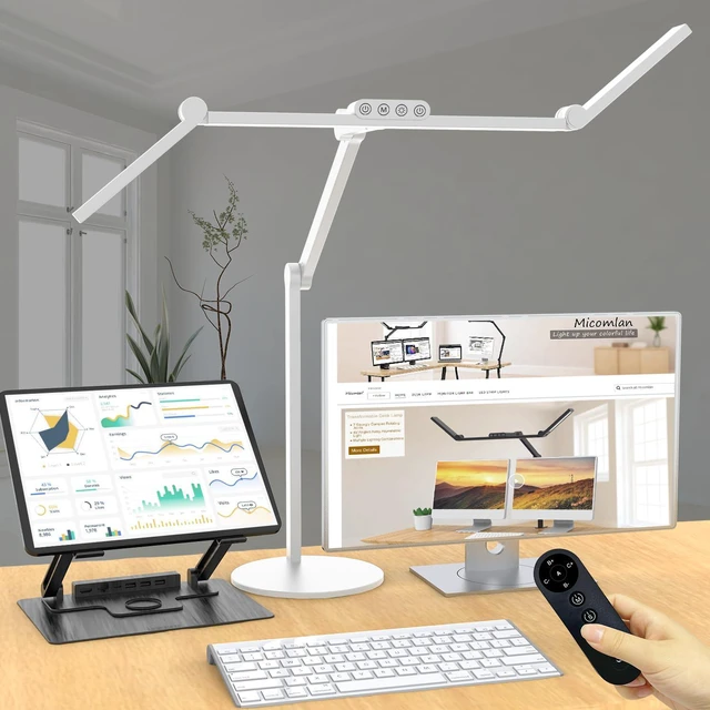 Main image of Architect Desk Lamp for Home Office, 24W Adjustable Led Desk Light with Remote, 1500LM Bright Dimmable Computer Table Light Rotatable Office Lamp with Base for Cafting Monitor