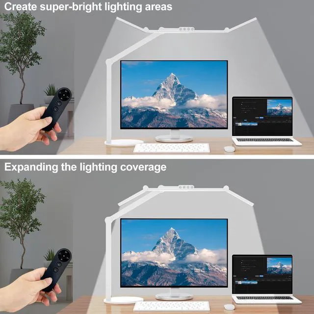 Alt view image 2 of 6 - Architect Desk Lamp for Home Office, 24W Adjustable Led Desk Light with Remote, 1500LM Bright Dimmable Computer Table Light Rotatable Office Lamp with Base for Cafting Monitor