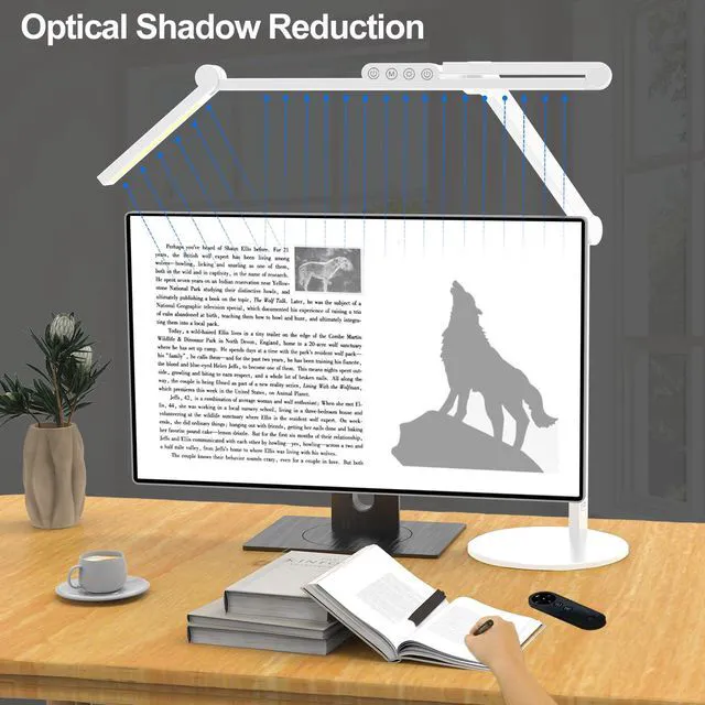 Alt view image 5 of 6 - Architect Desk Lamp for Home Office, 24W Adjustable Led Desk Light with Remote, 1500LM Bright Dimmable Computer Table Light Rotatable Office Lamp with Base for Cafting Monitor