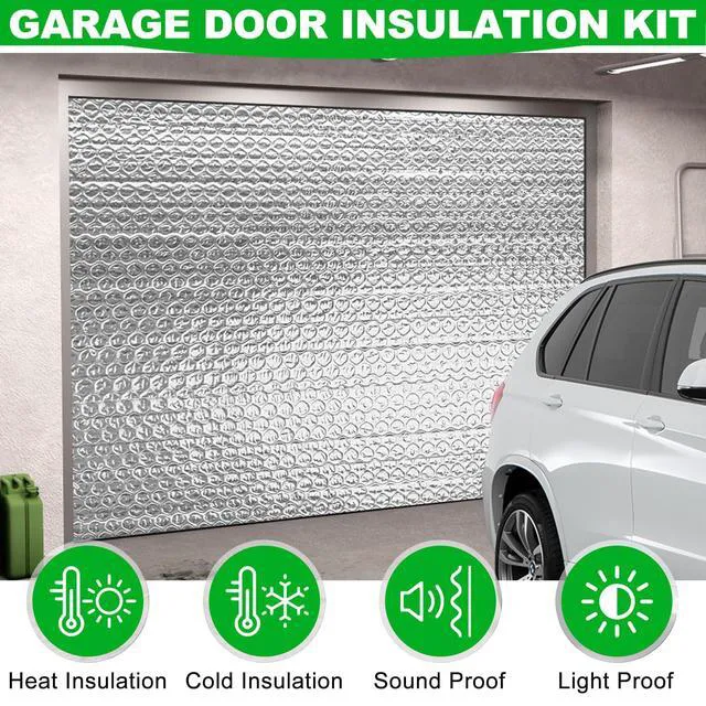 Alt view image 3 of 7 - 16P Garage Door Insulation Kit Panels 3MM 16x8FT for Double Garage Door, Pre-Cut Bubble Reflective Aluminum Foil Sheet 120 Tape, DIY Install Temperature Control Block Summer Heat & Winter Cold(24x48)