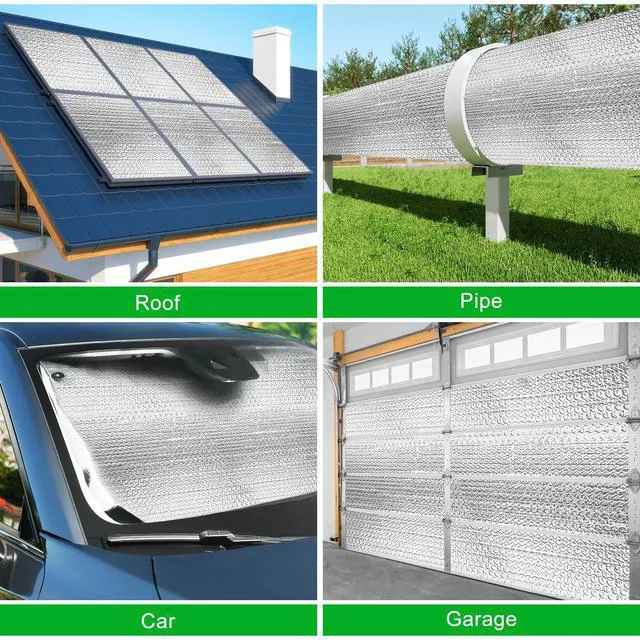 Alt view image 4 of 7 - 16P Garage Door Insulation Kit Panels 3MM 16x8FT for Double Garage Door, Pre-Cut Bubble Reflective Aluminum Foil Sheet 120 Tape, DIY Install Temperature Control Block Summer Heat & Winter Cold(24x48)