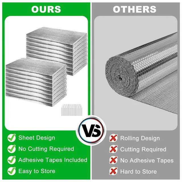 Alt view image 6 of 7 - 16P Garage Door Insulation Kit Panels 3MM 16x8FT for Double Garage Door, Pre-Cut Bubble Reflective Aluminum Foil Sheet 120 Tape, DIY Install Temperature Control Block Summer Heat & Winter Cold(24x48)