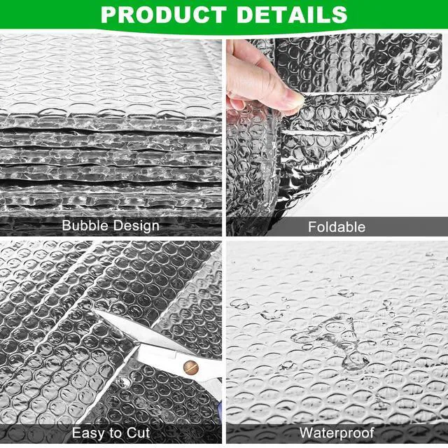 Alt view image 7 of 7 - 16P Garage Door Insulation Kit Panels 3MM 16x8FT for Double Garage Door, Pre-Cut Bubble Reflective Aluminum Foil Sheet 120 Tape, DIY Install Temperature Control Block Summer Heat & Winter Cold(24x48)
