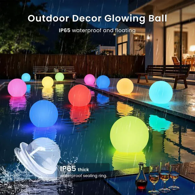 Alt view image 4 of 7 - 12-inch LED Light Ball, Rechargeable Waterproof Globe Lamp w/Remote 16 Colors Dimmable Sphere Night Light, Cordless & Color Change, Sensory Lamp for Home, Party, patio Decor