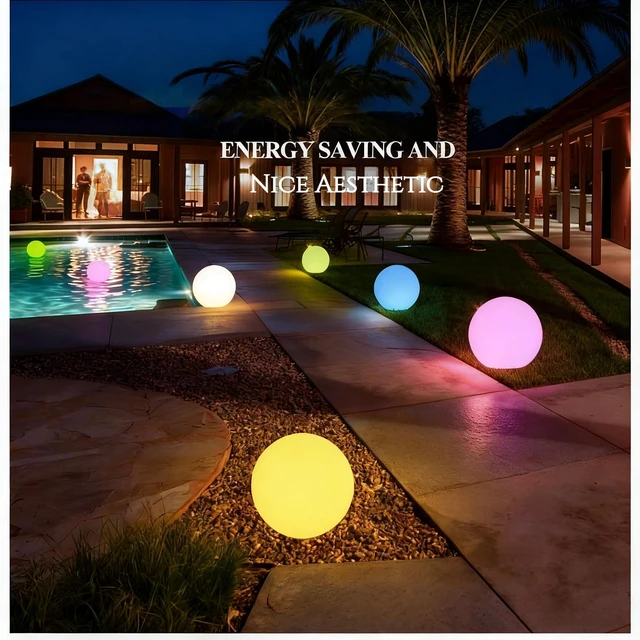 Alt view image 6 of 7 - 12-inch LED Light Ball, Rechargeable Waterproof Globe Lamp w/Remote 16 Colors Dimmable Sphere Night Light, Cordless & Color Change, Sensory Lamp for Home, Party, patio Decor
