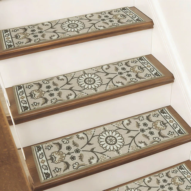 Main image of Stair Treads for Wooden Steps, 8"X30", 15pcs, Brown Non-Slip Machine Washable Carpet Stair Treads, TPE Backing, 100% Polyester, Soft Indoor Stair Runner for Kids Elders and Pets