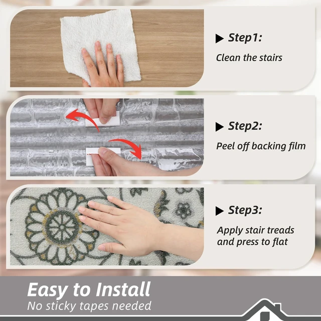 Alt view image 7 of 7 - Stair Treads for Wooden Steps, 8"X30", 15pcs, Grey Non-Slip Machine Washable Carpet Stair Treads, TPE Backing, 100% Polyester, Soft Indoor Stair Runner for Kids Elders and Pets