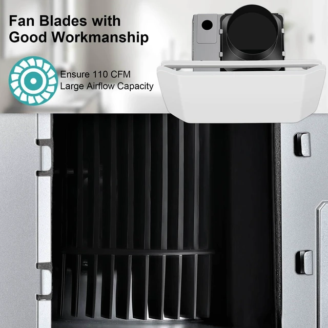 Alt view image 4 of 7 - Bathroom Exhaust Fan 110 CFM Ceiling Mount, Quiet Ventilation Fan 1.0 Sones with Hidden Grille Cover & Metal Motor, 4-inch Duct Household Extractor, Ideal for Bathroom Remodeling (White)