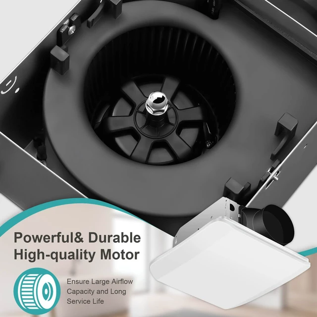 Alt view image 6 of 7 - Bathroom Exhaust Fan 110 CFM Ceiling Mount, Quiet Ventilation Fan 1.0 Sones with Hidden Grille Cover & Metal Motor, 4-inch Duct Household Extractor, Ideal for Bathroom Remodeling (White)