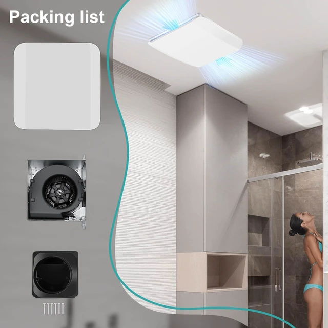 Alt view image 7 of 7 - Bathroom Exhaust Fan 110 CFM Ceiling Mount, Quiet Ventilation Fan 1.0 Sones with Hidden Grille Cover & Metal Motor, 4-inch Duct Household Extractor, Ideal for Bathroom Remodeling (White)