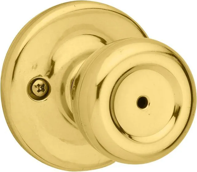Main image of Mobile Home Interior Privacy Door Knob with Lock, Door Handle for Bathroom and Bedroom, Polished Brass Keyless Turn Lock Doorknob (Pack of 6)