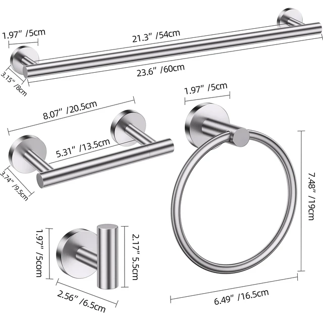 Alt view image 6 of 7 - Brushed Nickel Towel Bar Bathroom Hardware Accessories Set, 10 Pieces Upgraded Toilet Paper Holder 23.6 Inch Towel Rack for Bathroom Wall Mounted Stainless Steel Bathroom Set