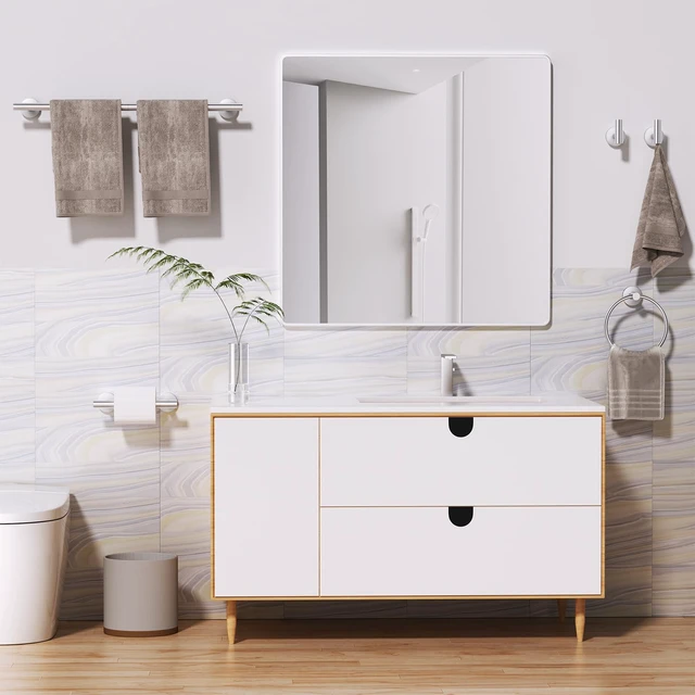 Alt view image 7 of 7 - Brushed Nickel Towel Bar Bathroom Hardware Accessories Set, 10 Pieces Upgraded Toilet Paper Holder 23.6 Inch Towel Rack for Bathroom Wall Mounted Stainless Steel Bathroom Set