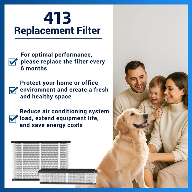 Alt view image 4 of 6 - 413 MERV 13 Air Filter, 16x25x4, Compatible with AprilAire, 2-Pack 2-Pack Actual size 16.04 x 27.91 x 3.91 in; fits AprilAire 1410, 1610, 2410, 2416, 3410 and 4400; not for 1413 kits