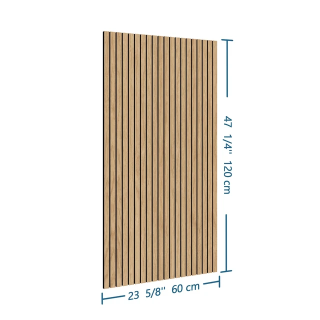 Alt view image 3 of 7 - 4-Piece Wood Slat Wall Panel for Interior Wall Decor Noise Cancelling 47.2" x 23.6" Peel and Stick Acoustic Decorative 3D Sound Absorbing Wall Paneling, Natural Oak