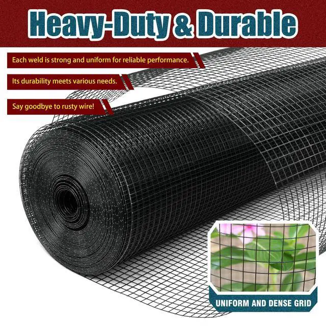Alt view image 5 of 7 - Black Hardware Cloth 1/4inx36inx100ft, 22GA, Chicken Wire Fencing Roll, Black Chicken Wire Mesh, Vinyl PVC Coated Welded Wire Mesh for Chicken Coop Barrier, Rabbit Snake Poultry Fences