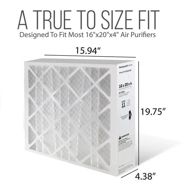 Alt view image 2 of 7 - 16x20x4 AC Furnace Air Filter Replacement - FC100A1003 HVAC Furnace Filters Merv 11 Filter Media, AC Filter with Homequip Disposal Bag, 2-Pack (Actual Size: 15.94 x 19.75 x 4.38 Inches)