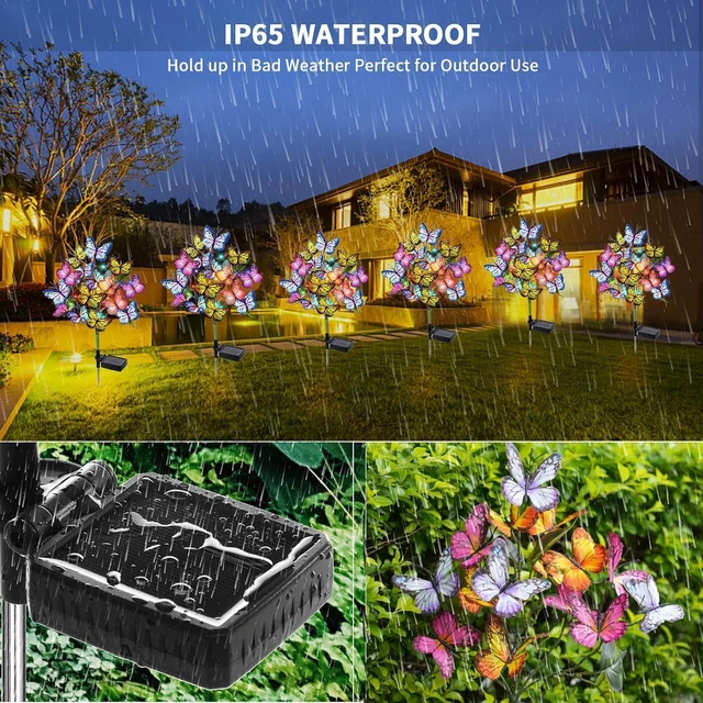 Alt view image 3 of 7 - Solar Garden Lights Outdoor Waterproof Decorative Solar Lights Outdoor 8 Pack with 176 LED 136 Butterfly Flower Garden Decor Yard Decorations Patio Lawn, Gifts for Mother's Day Mom Women