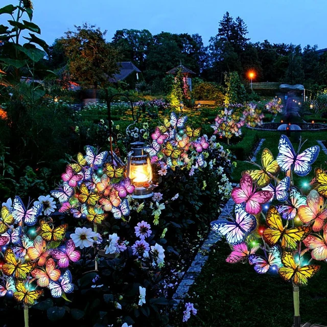 Alt view image 6 of 7 - Solar Garden Lights Outdoor Waterproof Decorative Solar Lights Outdoor 8 Pack with 176 LED 136 Butterfly Flower Garden Decor Yard Decorations Patio Lawn, Gifts for Mother's Day Mom Women
