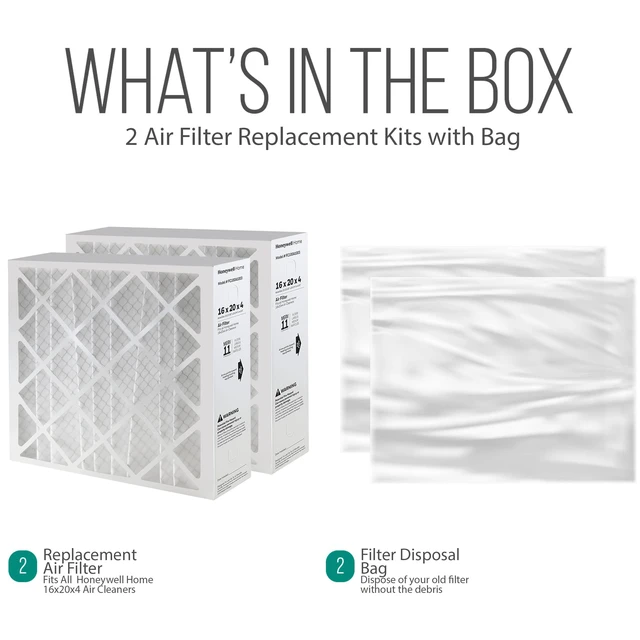 Alt view image 6 of 7 - 16x20x4 AC Furnace Air Filter Replacement - FC100A1003 HVAC Furnace Filters Merv 11 Filter Media, AC Filter with Homequip Disposal Bag, 2-Pack (Actual Size: 15.94 x 19.75 x 4.38 Inches)