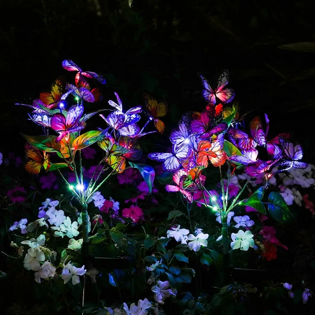 Alt view image 7 of 7 - Solar Garden Lights Outdoor Waterproof Decorative Solar Lights Outdoor 8 Pack with 176 LED 136 Butterfly Flower Garden Decor Yard Decorations Patio Lawn, Gifts for Mother's Day Mom Women
