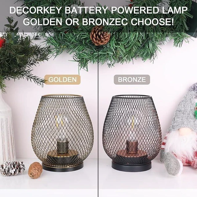 Alt view image 5 of 6 - Set of 6 Battery Operated Lamp LED Table Lantern, Brown Metal Cage Cordless Lamps with LED BulbVintage Decorative Outdoor Lantern for Weddings, Parties, Patio, Events for Indoors Shelf Decor