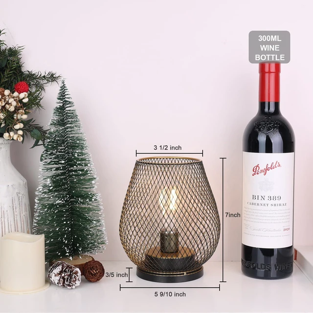 Alt view image 3 of 7 - Set of 6 Battery Operated Lamp LED Table Lantern, Golden Metal Cage Cordless Lamps with LED Bulb, Vintage Decorative Outdoor Lantern for Weddings, Party, Patio, Events for Indoors Shelf Decor