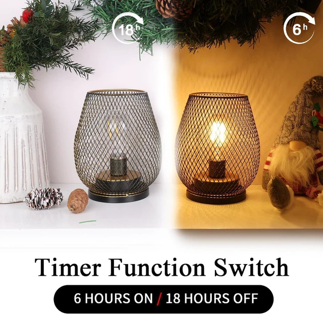 Alt view image 4 of 7 - Set of 6 Battery Operated Lamp LED Table Lantern, Golden Metal Cage Cordless Lamps with LED Bulb, Vintage Decorative Outdoor Lantern for Weddings, Party, Patio, Events for Indoors Shelf Decor