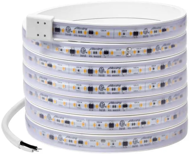 Main image of 96 in. Hardwired LED Under Cabinet Strip Light, 3680 Lumens, 3000K Warm White, Kitchen and Living Room 120V White Cove Lighting, No Power Supply Needed