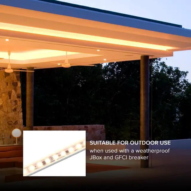 Alt view image 5 of 7 - 96 in. Hardwired LED Under Cabinet Strip Light, 3680 Lumens, 3000K Warm White, Kitchen and Living Room 120V White Cove Lighting, No Power Supply Needed