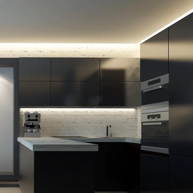 Alt view image 6 of 7 - 96 in. Hardwired LED Under Cabinet Strip Light, 3680 Lumens, 3000K Warm White, Kitchen and Living Room 120V White Cove Lighting, No Power Supply Needed