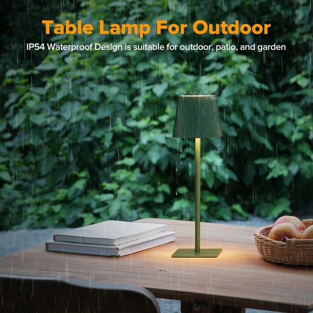 Alt view image 5 of 7 - 4 Pack Cordless Table Lamp,6000mAh Rechargeable Battery Operated Desk Lamp,Two Adjustable Heights,Waterproof, Touch Control & 3 Color Stepless Dimming for Restaurant/Bedroom/Bars/Outdoor (Green)