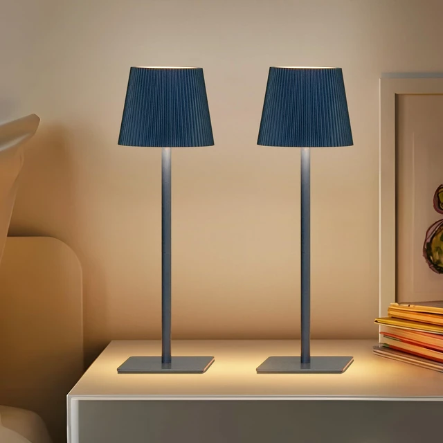 Alt view image 7 of 7 - 4 Pack Cordless Table Lamp,6000mAh Rechargeable Battery Operated Desk Lamp,Two Adjustable Heights,Waterproof, Touch Control & 3 Color Stepless Dimming for Restaurant/Bedroom/Bars/Outdoor (Blue)