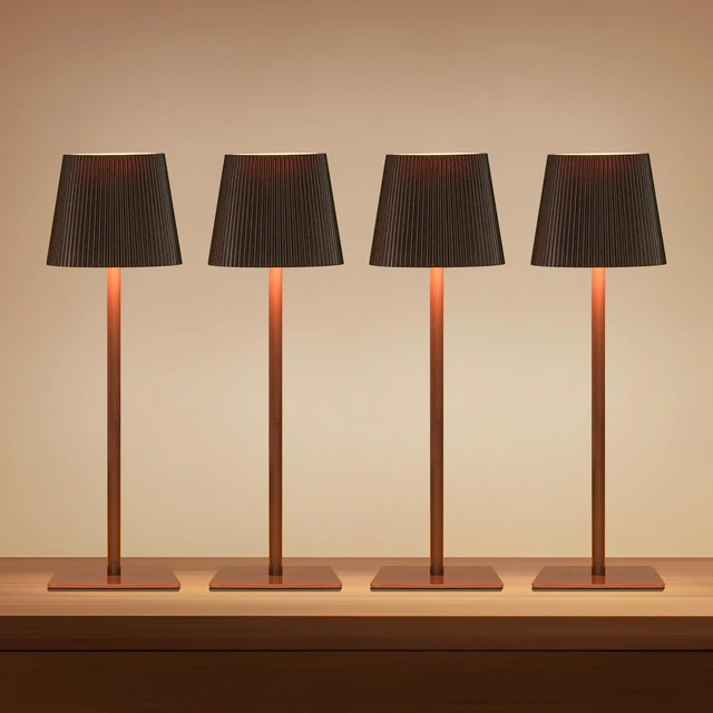 Main image of 4 Pack Cordless Table Lamp,6000mAh Rechargeable Battery Operated Desk Lamp,Two Adjustable Heights,Waterproof, Touch Control & 3 Color Stepless Dimming for Restaurant/Bedroom/Bars/Outdoor (Brown)