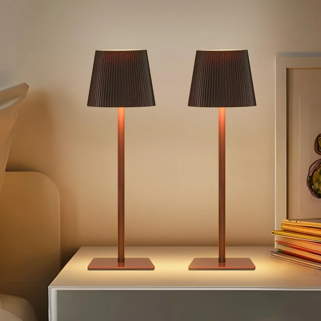 Alt view image 7 of 7 - 4 Pack Cordless Table Lamp,6000mAh Rechargeable Battery Operated Desk Lamp,Two Adjustable Heights,Waterproof, Touch Control & 3 Color Stepless Dimming for Restaurant/Bedroom/Bars/Outdoor (Brown)