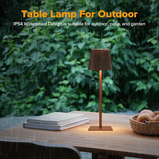 Alt view image 5 of 7 - 4 Pack Cordless Table Lamp,6000mAh Rechargeable Battery Operated Desk Lamp,Two Adjustable Heights,Waterproof, Touch Control & 3 Color Stepless Dimming for Restaurant/Bedroom/Bars/Outdoor (Brown)