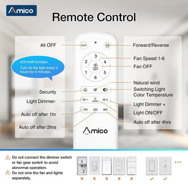 Alt view image 5 of 7 - 52 Inch Smart Ceiling Fans with Lights, Downrod Mount, White Compatible with Alexa/Remote/App, Sloped, 6 Speeds, Dimmable 3CCT, Quiet Reversible DC Motor, Timer, Bedroom