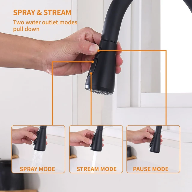 Alt view image 4 of 5 - Touchless Kitchen Faucet with Pull Down Sprayer, Motion Sensor Kitchen Faucet with Kitchen Soap Dispenser, Single Kitchen Faucet Pull Out Faucet,Matte Black