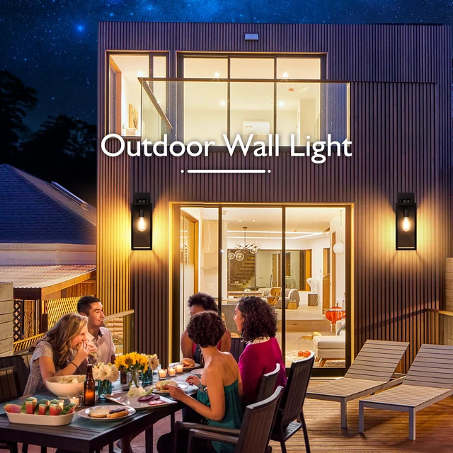 Alt view image 5 of 7 - 15 Large Outdoor Wall Light Fixture, Exterior Porch Sconce, Black Waterproof, Rust-Resistant, Durable Metal with Clear Glass, Standard E26 Socket, Easy to Install