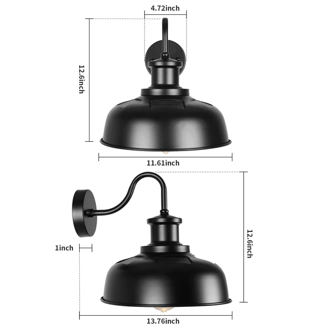 Alt view image 2 of 7 - Solar Barn Light for Outside, Outdoor Wall Lights Solar Powered, Farmhouse Exterior Wall Sconce, Industrial Outside Lighting Fixture, Rustic Lantern Works with Gooseneck Barn Shed Garage Patio