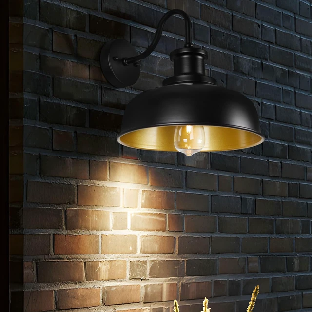 Alt view image 6 of 7 - Solar Barn Light for Outside, Outdoor Wall Lights Solar Powered, Farmhouse Exterior Wall Sconce, Industrial Outside Lighting Fixture, Rustic Lantern Works with Gooseneck Barn Shed Garage Patio