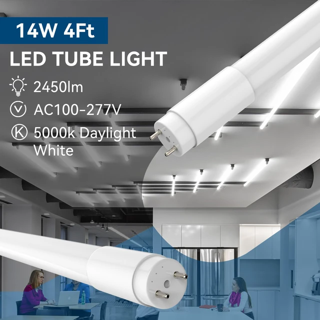 Alt view image 3 of 7 - 10Pack T8 LED Bulbs 4 Foot, 4FT Fluorescent Replacement, Type A+B,14W 2450LM 4000K Neutral White, Plug & Play or Ballast Bypass, G13, T8 T10 T12 LED Replacement, Frosted Cover