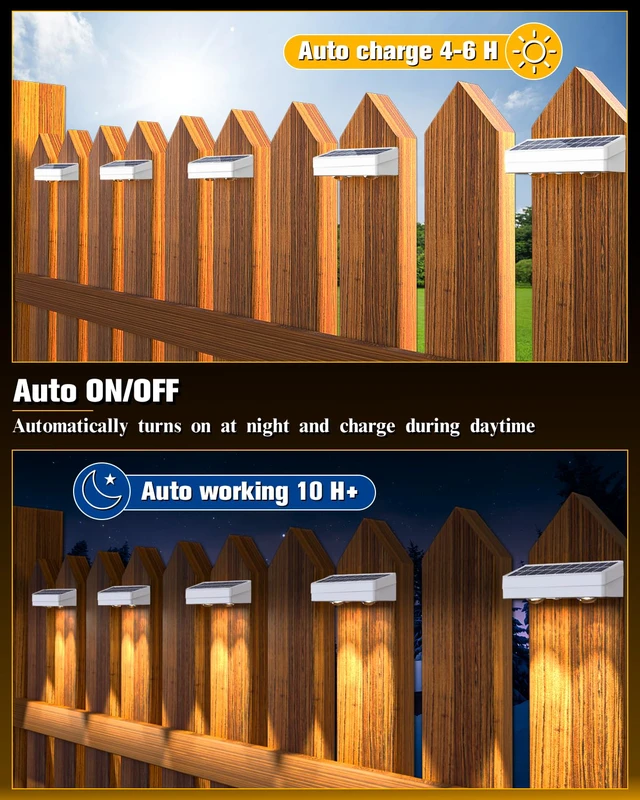 Alt view image 6 of 6 - Solar Fence Lights 12 Pack, 50 Lumens Outdoor Fence Solar Lights with 12 Modes RGB Color Glow LED Solar Lights Outdoor Waterproof for Patio, Backyard, Deck, Fence, Railing.White Shell