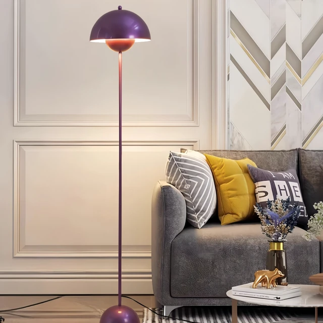 Alt view image 7 of 7 - Mid-Century Modern Metal Bud Floor Lamp for Home and Office, Pearl Violet Indirect lighting, fits narrow spaces,fit for bedroom, living room & office, match with modern, industrial, farmhouse decor